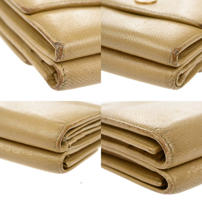 Chanel CC Trifold Flap Wallet Leather, BEIGE, LEATHER, Wallets