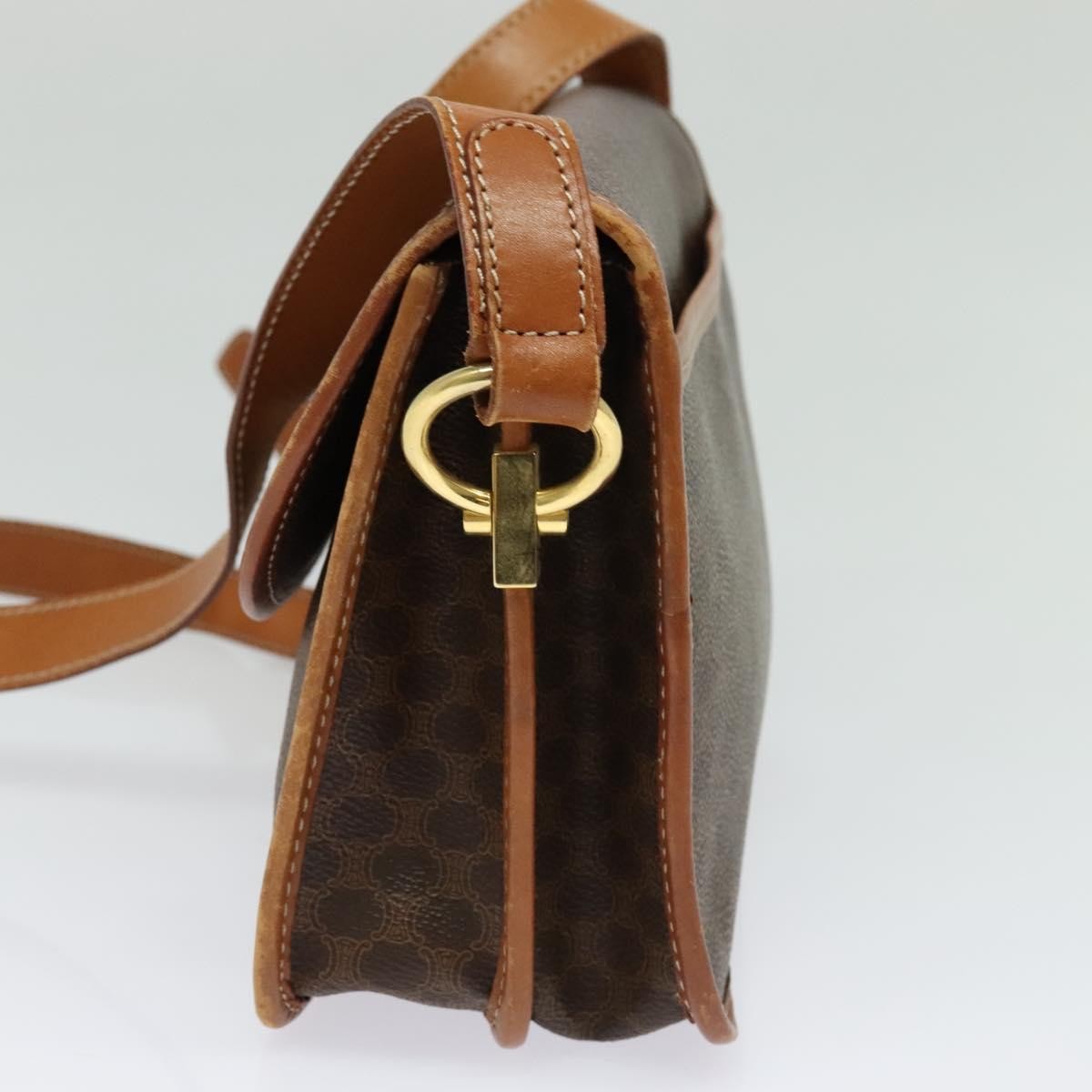 Celine Vintage Macadam Shoulder Bag Canvas and Leather, BROWN, CANVAS, Shoulder bag