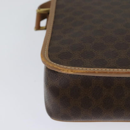 Celine Vintage Macadam Circle Logo Shoulder Bag Canvas and Leather, Brown, Canvas, Shoulder Bag
