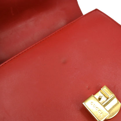Gucci Sylvie Shoulder Bag Leather, RED, LEATHER, Shoulder bag