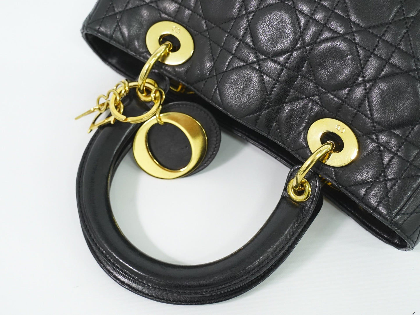 Christian Dior Lady cannage Matelassé, BLACK, LEATHER, Handbag