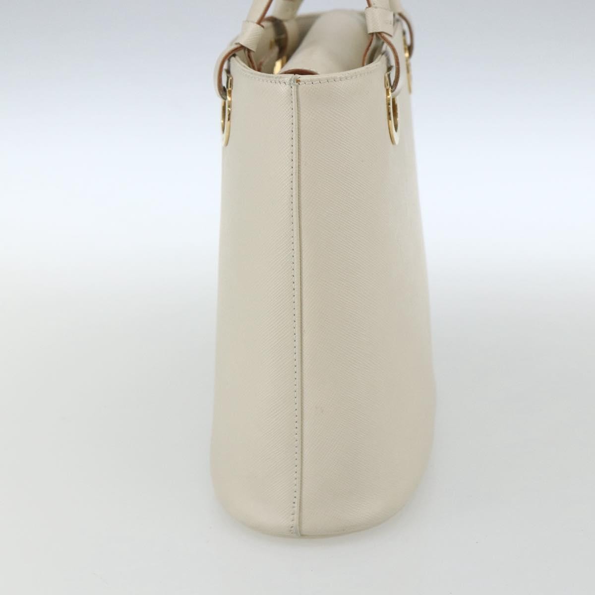 Salvatore Ferragamo Gancini handbag Leather, WHITE, LEATHER, Handbag