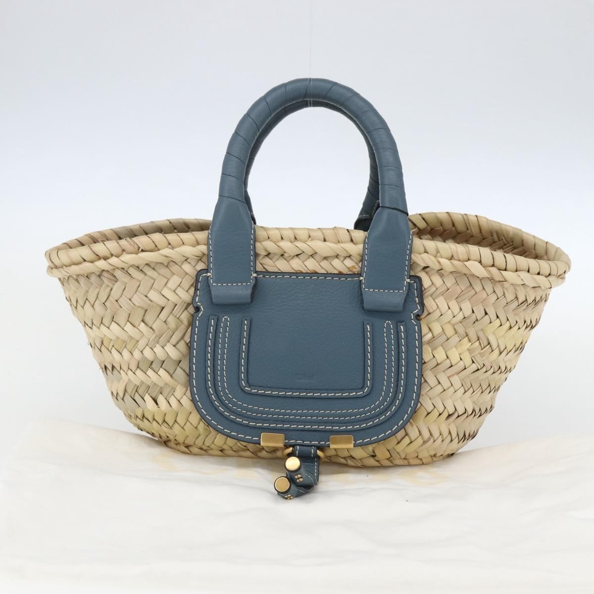 Chloe Marcie Basket Bag Raffia, Beige, Wicker, Tote Bag