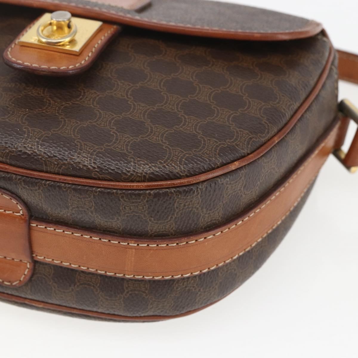 Celine Vintage Macadam Shoulder Bag Canvas and Leather, BROWN, CANVAS, Shoulder bag