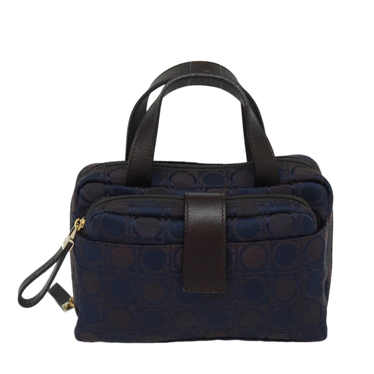 Salvatore Ferragamo Gancini mini handbag Canvas, NAVY, CANVAS, Handbag