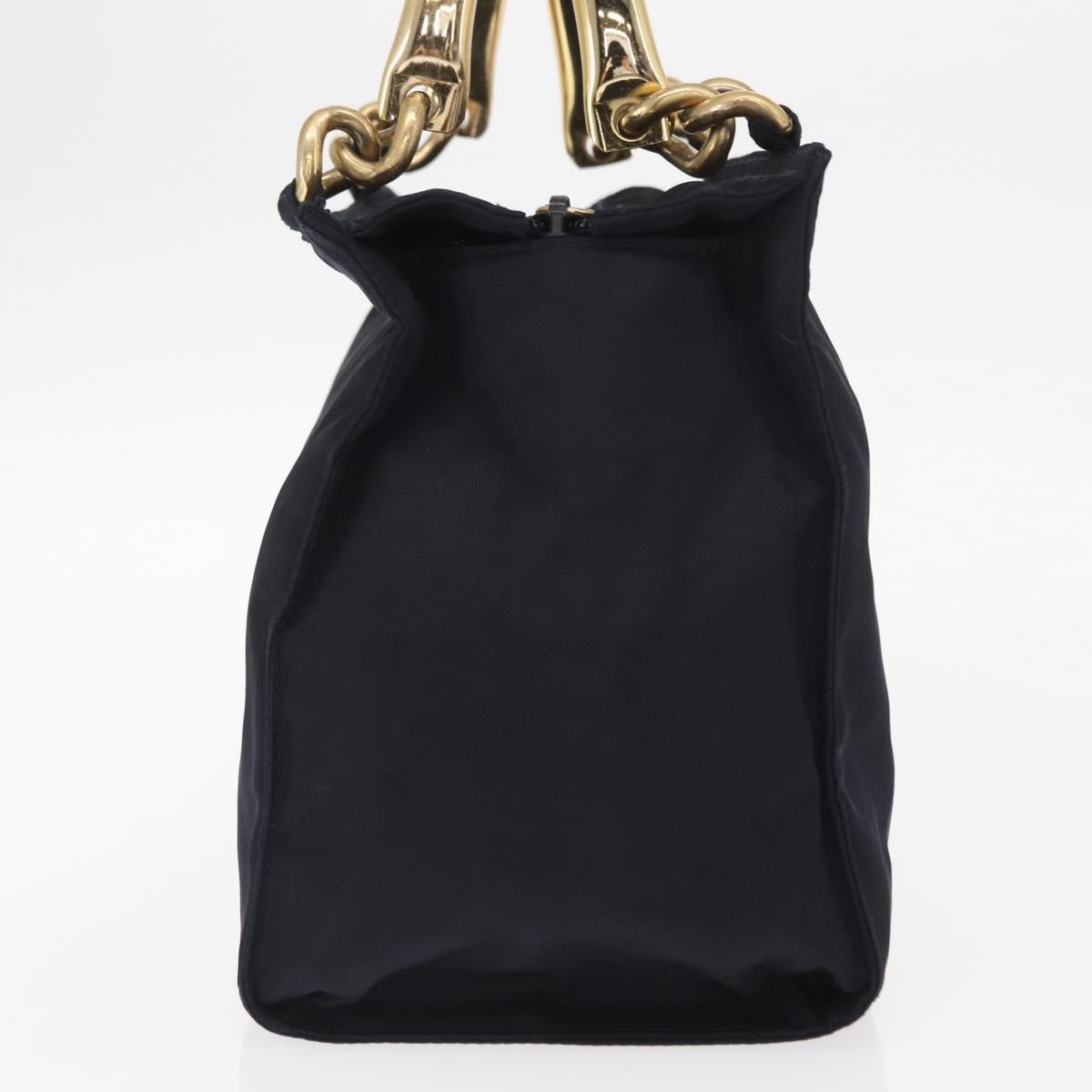 Prada Metal Handles Tote Tessuto, Navy, Nylon, Tote Bag