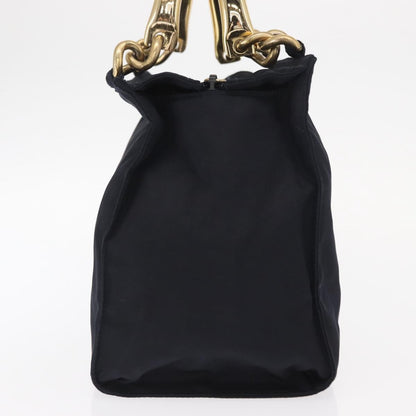 Prada Metal Handles Tote Tessuto, Navy, Nylon, Tote Bag