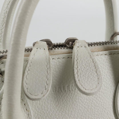 Balenciaga Logo Ville Bag Leather, WHITE, LEATHER, Handbag
