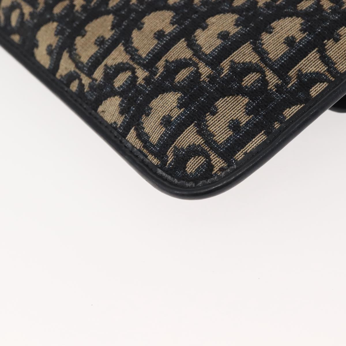 Christian Dior Vintage Trotter Flap Shoulder Bag Canvas, NAVY, CANVAS, Shoulder bag