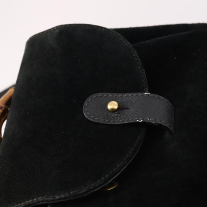 Gucci Vintage Bamboo Backpack Suede, BLACK, SUEDE, Backpack