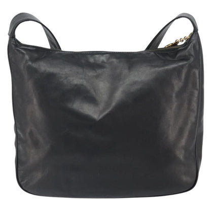 Celine Circle Logo Shoulder Bag Leather, BLACK, LEATHER, Shoulder bag