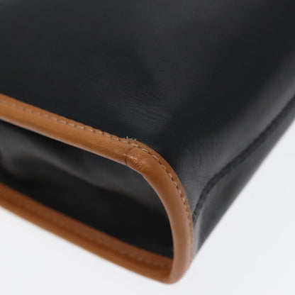 Celine Logo Triomphe Pouch Leather, BLACK, LEATHER, Clutche & pouche