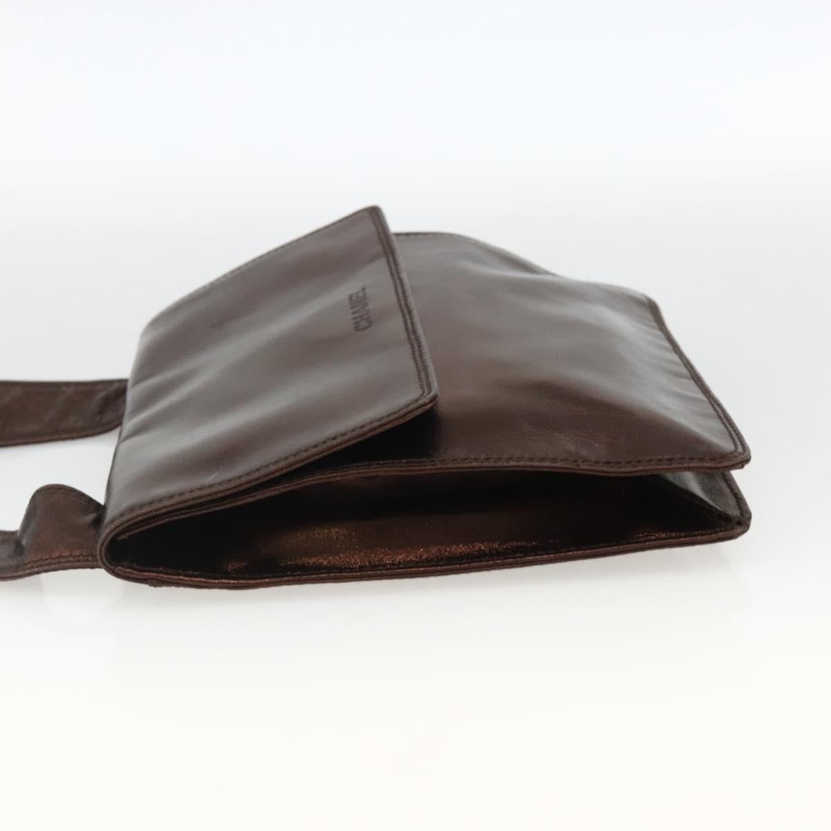Chanel Vintage Logo Flap Messenger Bag Leather, BROWN, LEATHER, Shoulder bag