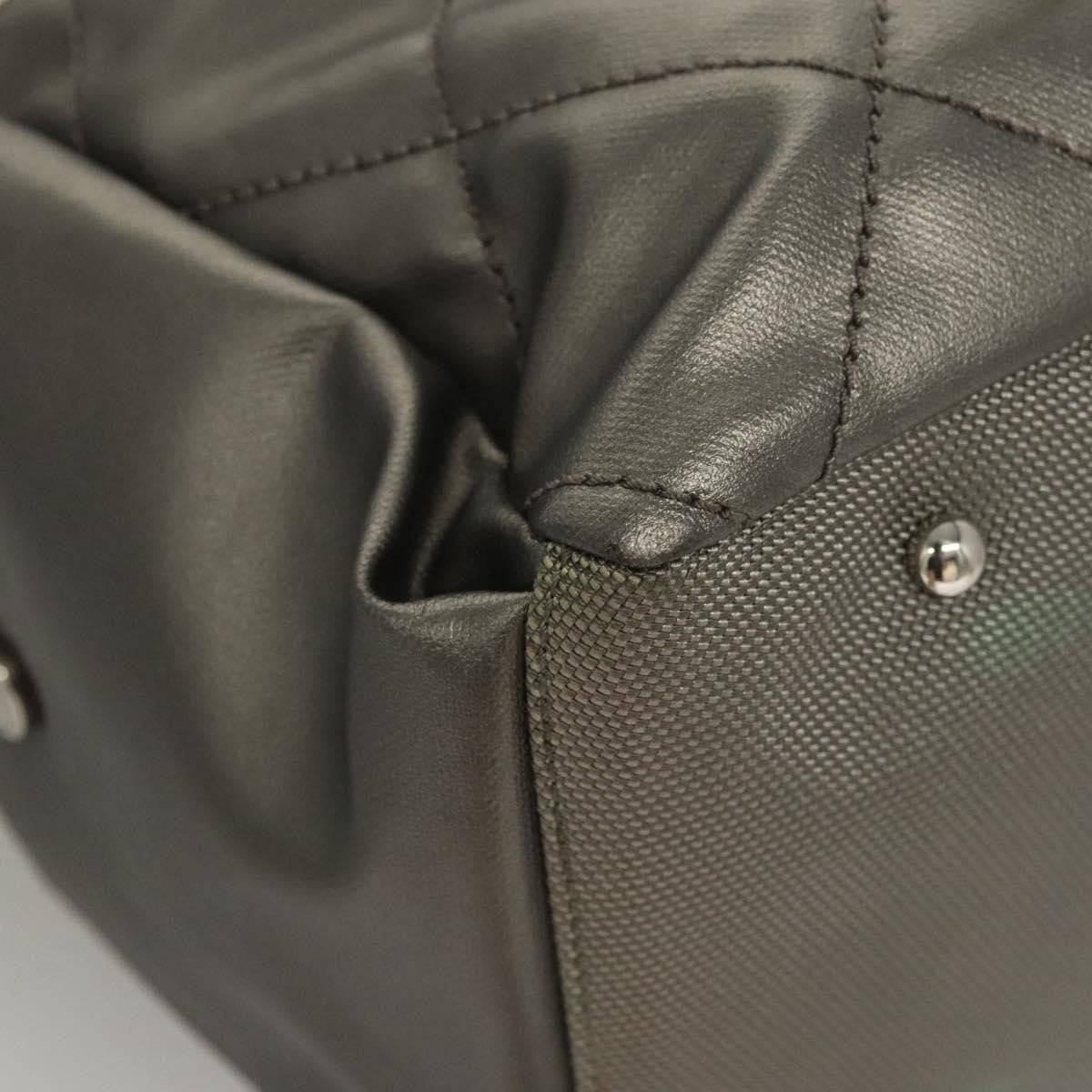 Chanel Biarritz Hobo Quilted Coated Canvas, SILVER, CANVAS, Shoulder bag