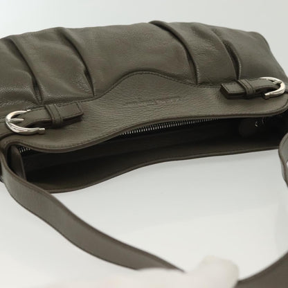 Salvatore Ferragamo Gancini Shoulder Bag Leather, GRAY, LEATHER, Shoulder bag