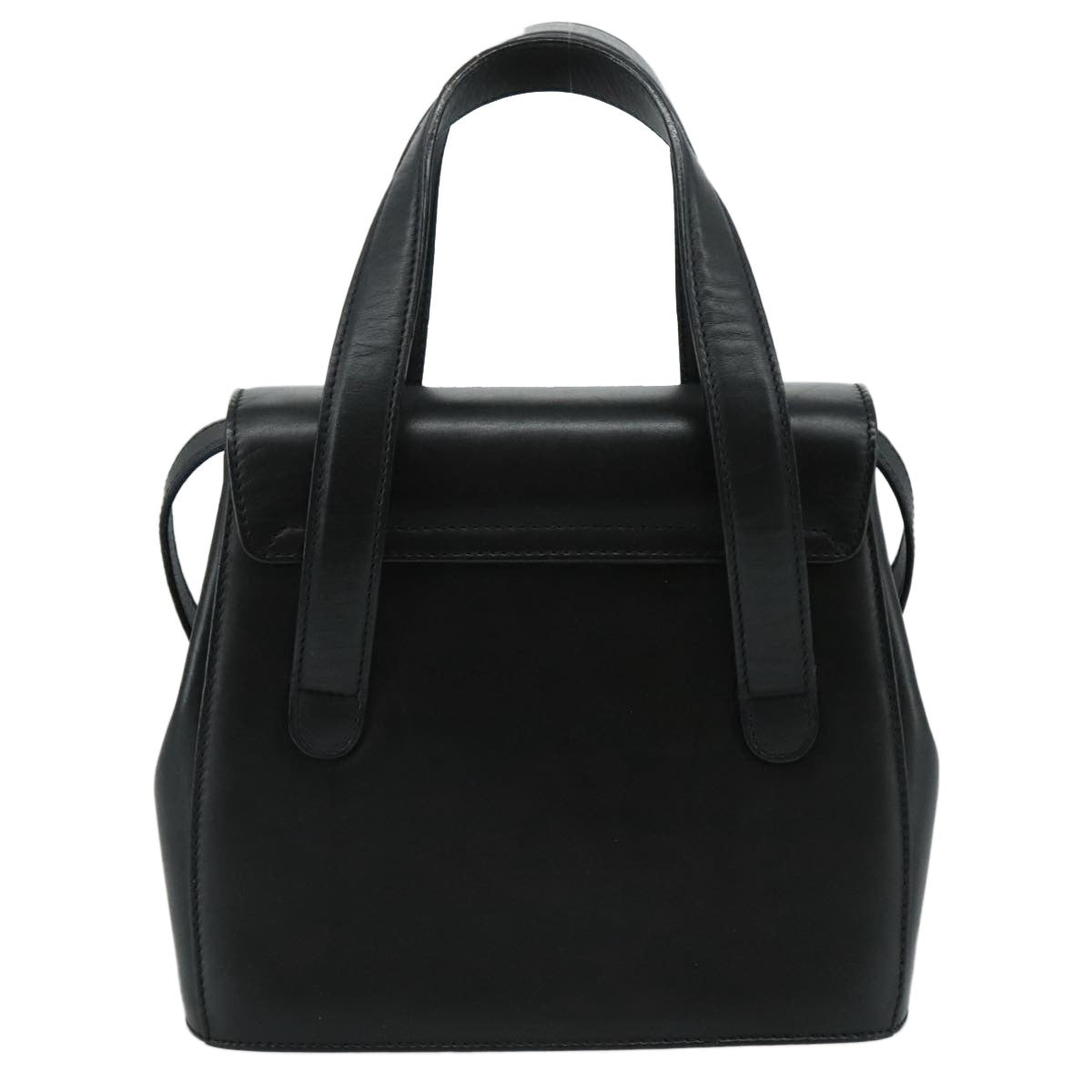 Salvatore Ferragamo Gancini handbag Leather, BLACK, LEATHER, Handbag