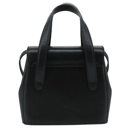 Salvatore Ferragamo Gancini handbag Leather, BLACK, LEATHER, Handbag
