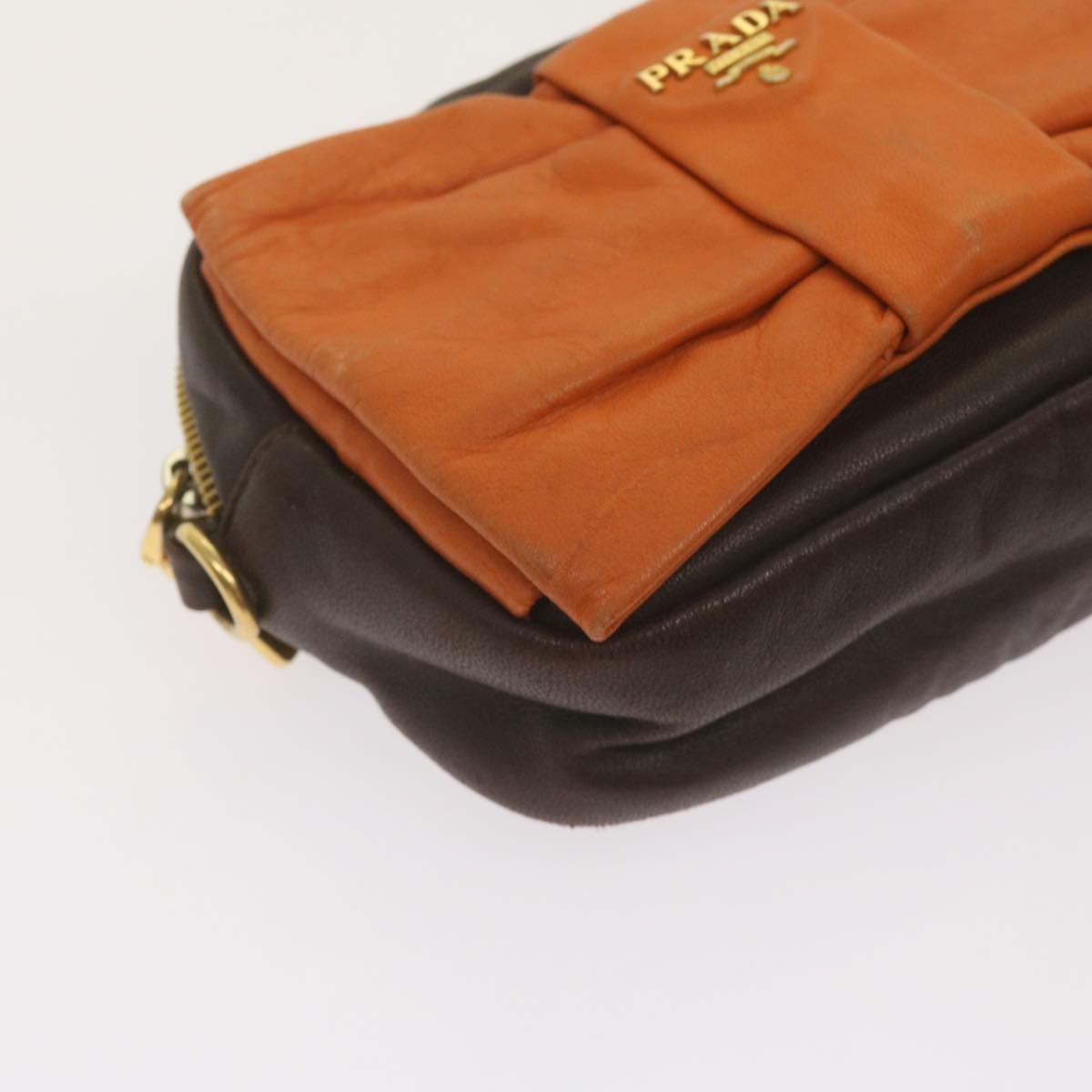 Prada Bow Camera shoulder Bag Leather, ORANGE, LEATHER, Shoulder bag