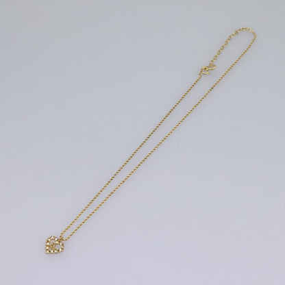 Christian Dior Logo Heart Pendant Necklace Metal with Crystal, GOLD, METAL, Necklace