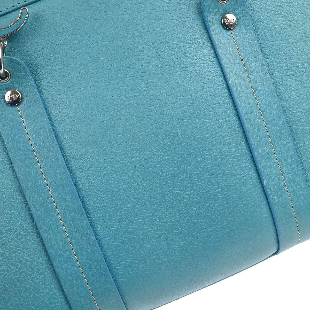 Christian Dior Vintage Tote Leather, TURQUOISE, LEATHER, Tote bag