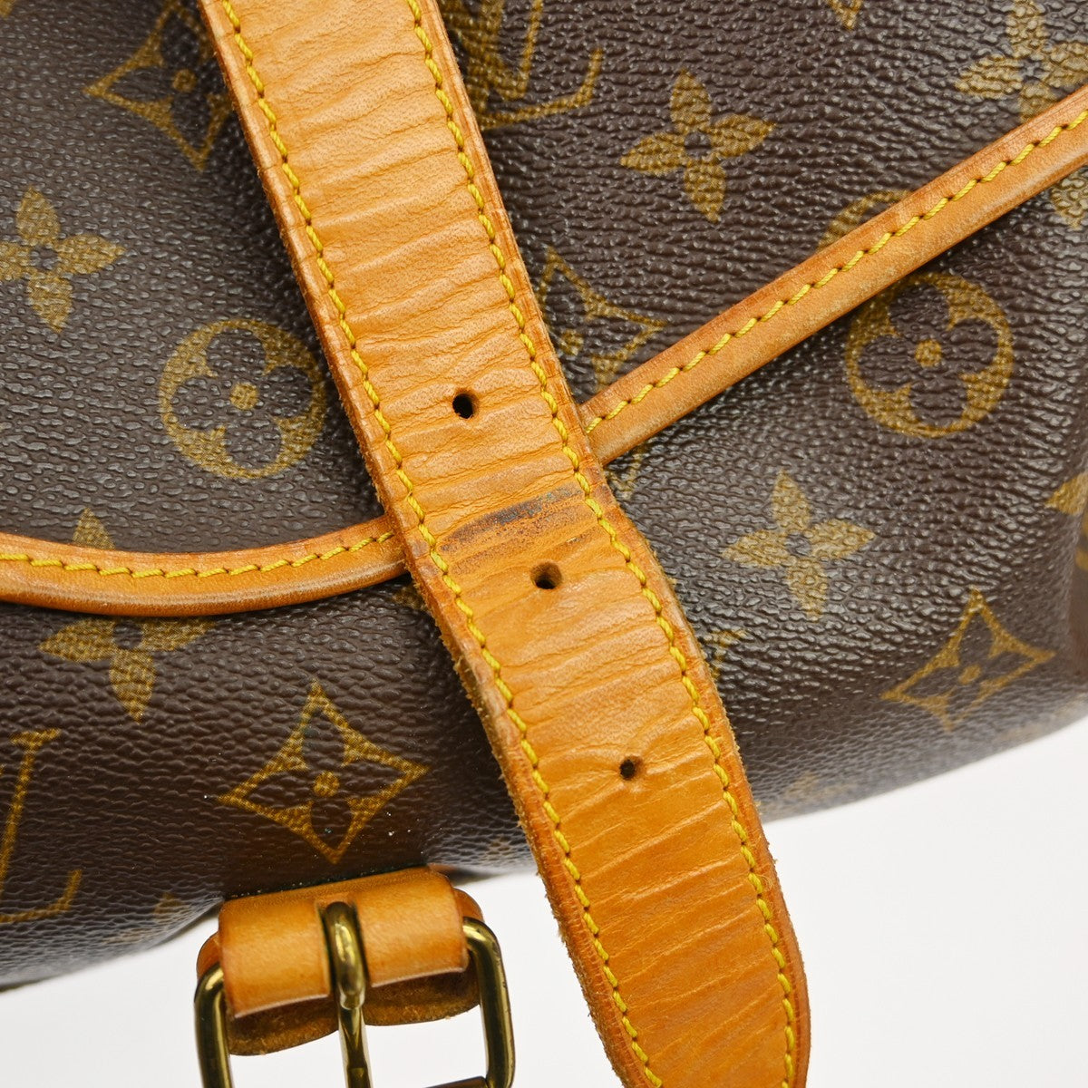Louis Vuitton Saumur Handbag Monogram Canvas, Brown, Canvas, Shoulder Bag