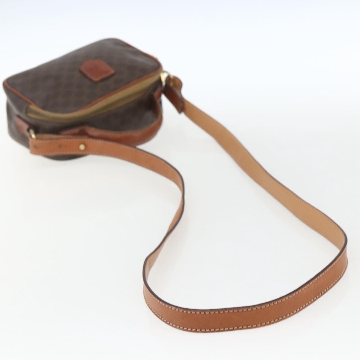 Celine Vintage Macadam Handbag Canvas and Leather, BROWN, CANVAS, Shoulder bag