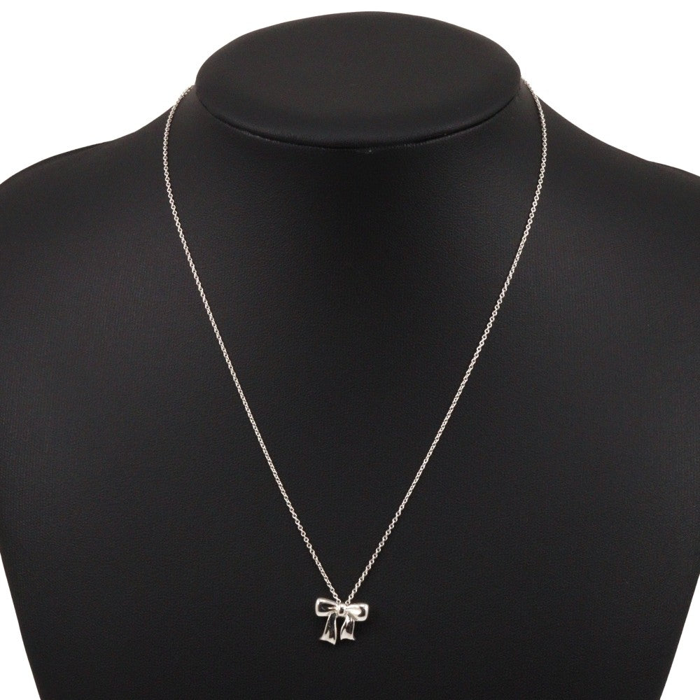 Tiffany & Co. Ribbon Bow Pendant Necklace Silver, SILVER, SILVER, Necklace