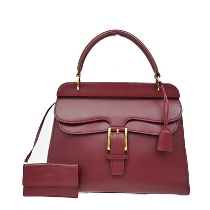 Gucci Belt Buckle Top Handle Bag Leather, RED, LEATHER, Handbag