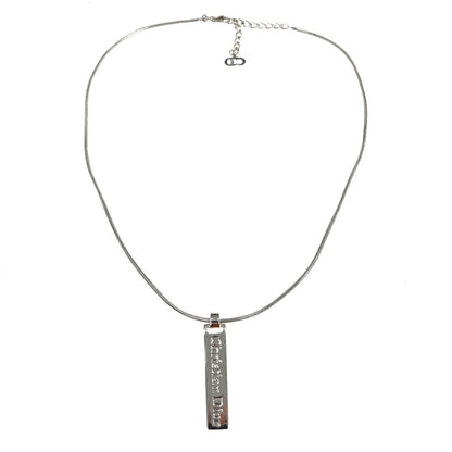 Christian Dior Vintage Dior Logo Necklace Metal, Silver, Silver Plated, Necklace