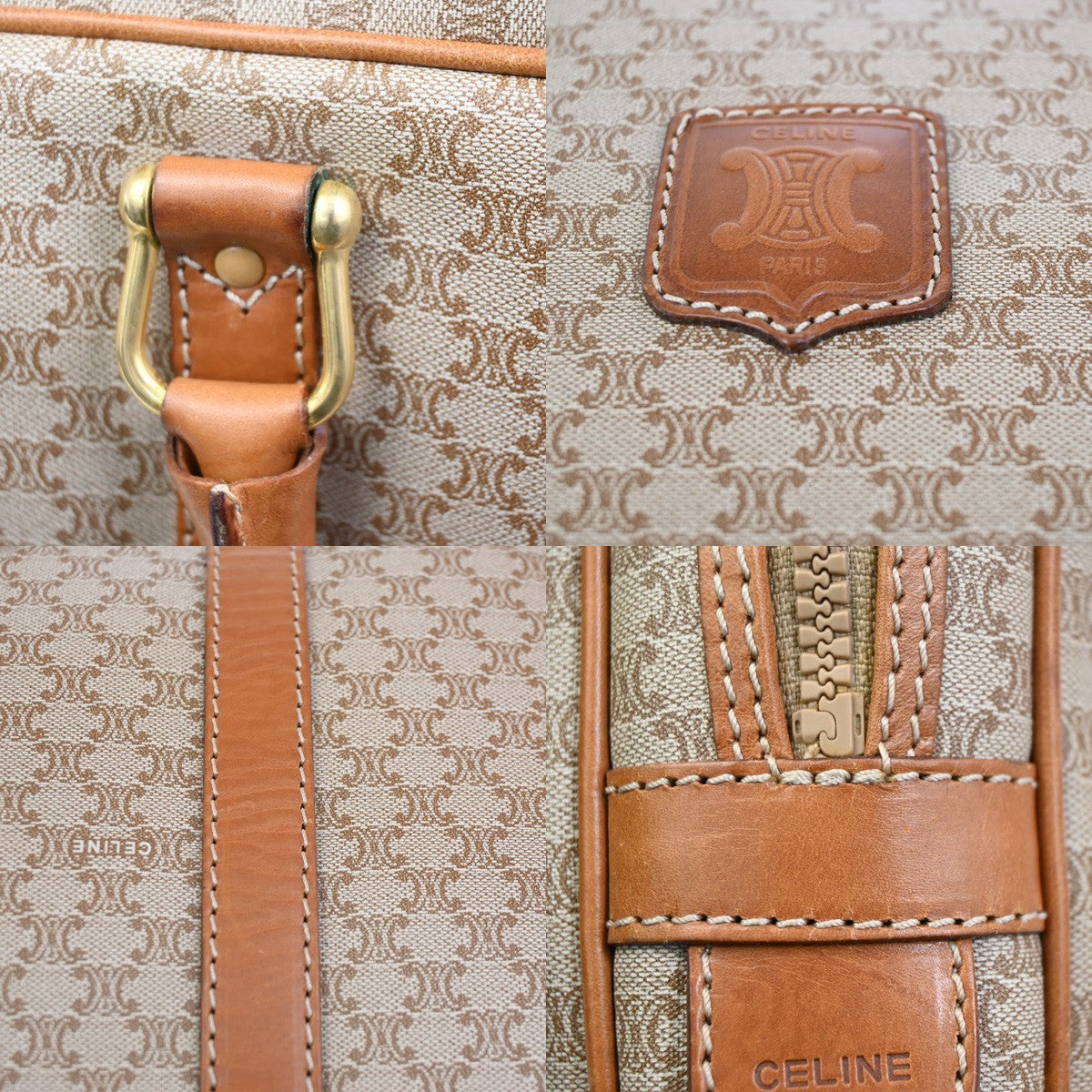 Celine Macadam Briefcase Canvas and leather, BROWN, CANVAS, Briefcase