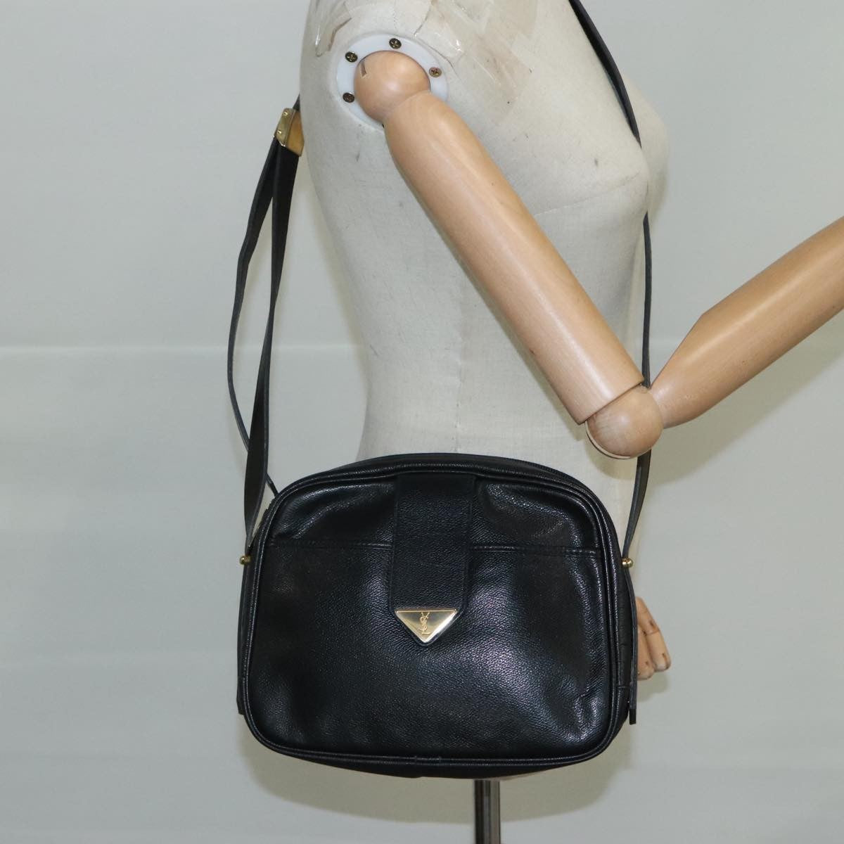 Saint Laurent Vintage Shoulder Bag Leather, BLACK, LEATHER, Shoulder bag