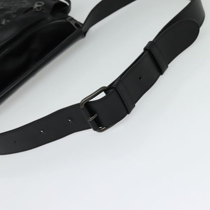 Bottega Veneta Utility Waist Bag Leather with Intrecciato, BLACK, LEATHER, Shoulder bag
