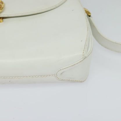 Gucci Vintage Flap Crossbody Bag Leather, WHITE, LEATHER, Shoulder bag