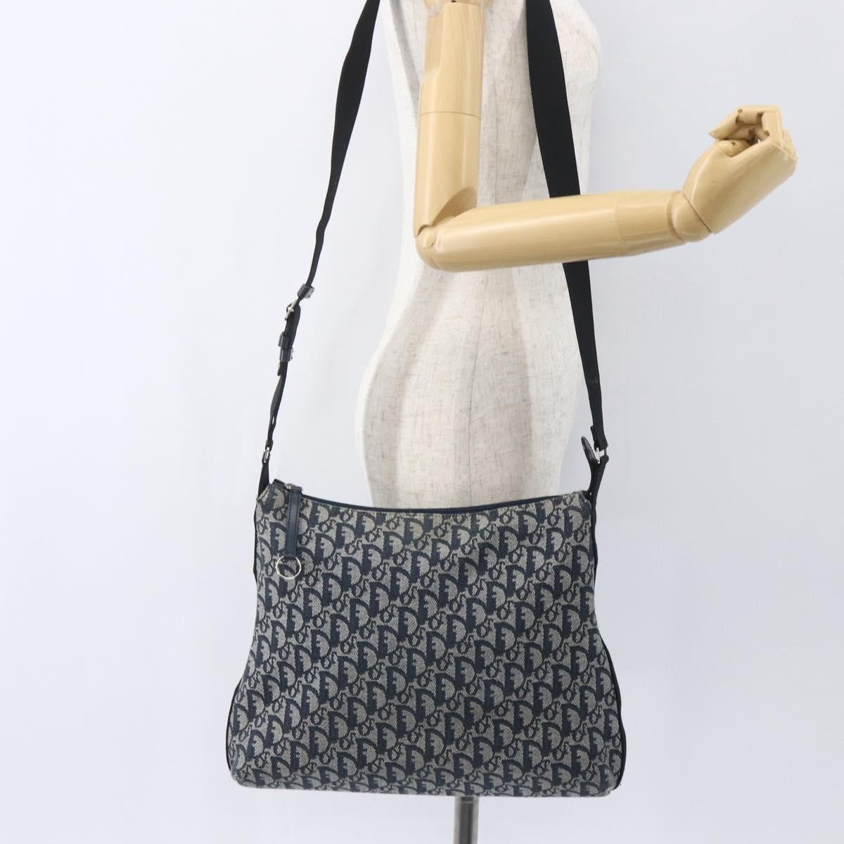 Christian Dior Vintage Trotter Shoulder Bag Canvas, NAVY, CANVAS, Shoulder bag