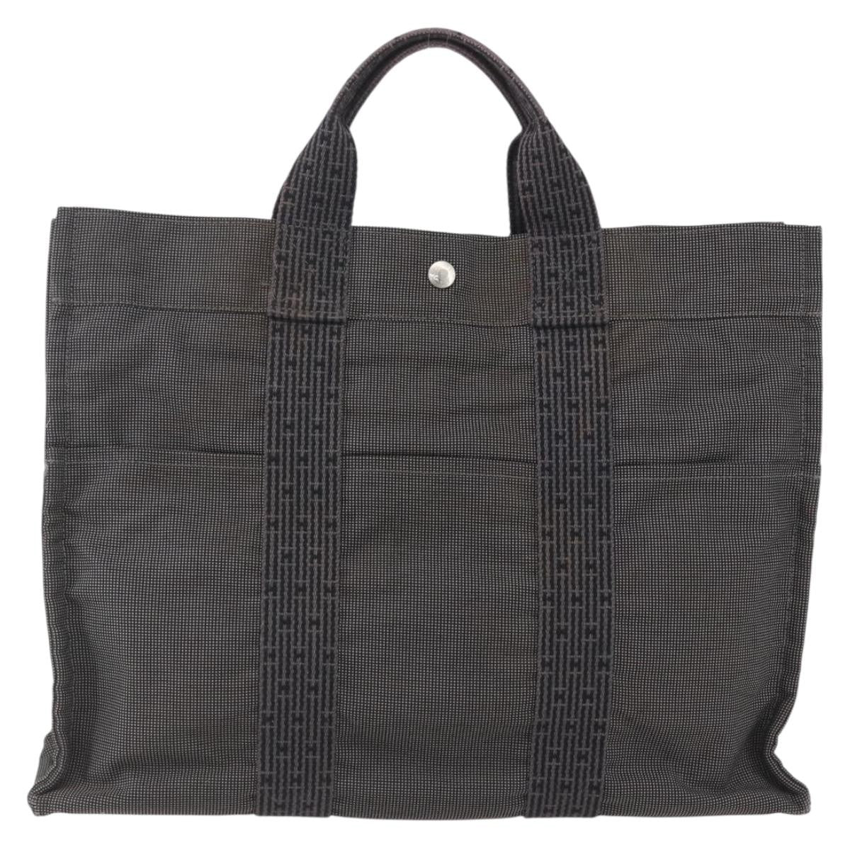 Hermes Fourre-tout Herline Canvas, GRAY, CANVAS, Tote bag
