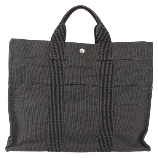 Hermes Fourre-tout Herline Canvas, GRAY, CANVAS, Tote bag
