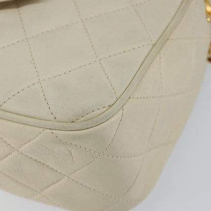 Chanel Vintage Front Pocket Camera Bag Quilted Lambskin, BEIGE, LEATHER, Shoulder bag