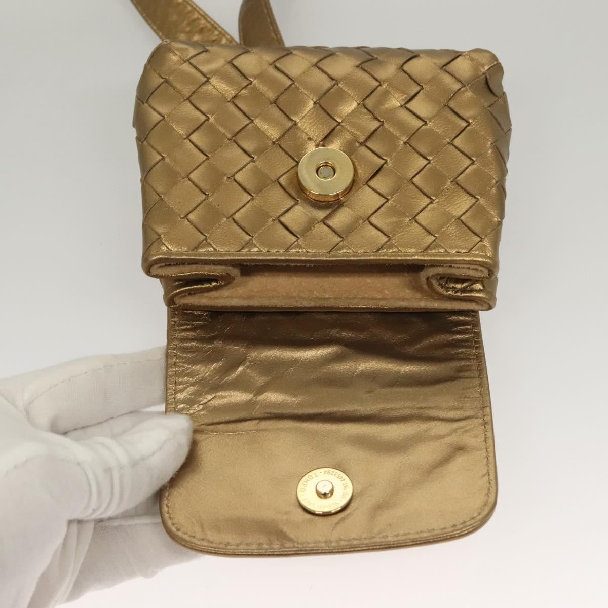 Bottega Veneta Chain Flap Shoulder Bag Leather, GOLD, LEATHER, Shoulder bag