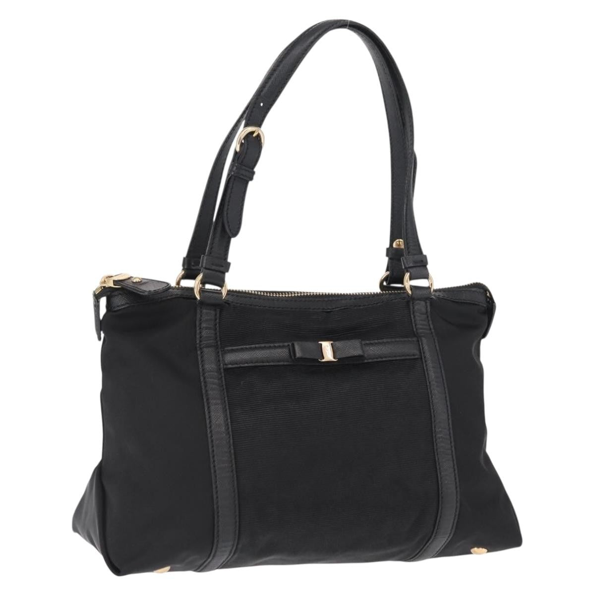 Salvatore Ferragamo Vala Handbag Nylon, BLACK, NYLON, Handbag
