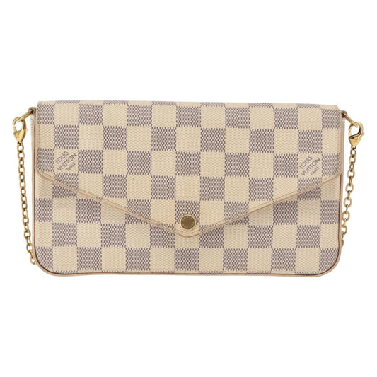 Louis Vuitton Felicie Pochette Damier, WHITE, CANVAS, Clutche & pouche