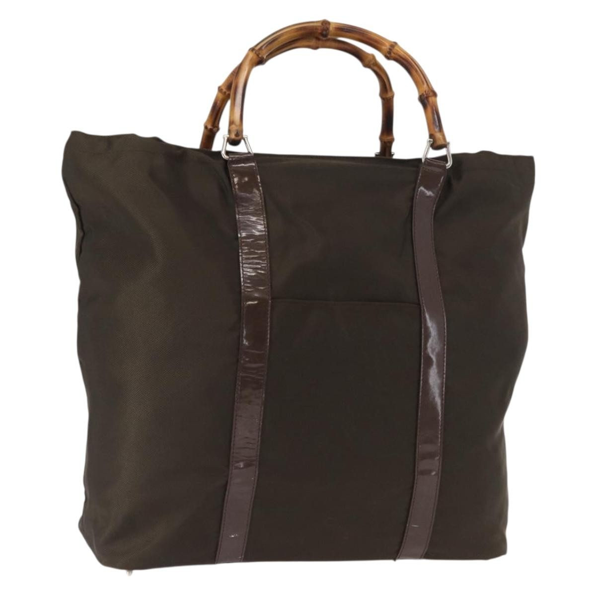 Gucci Bamboo tote bag Nylon, KHAKI, NYLON, Tote bag