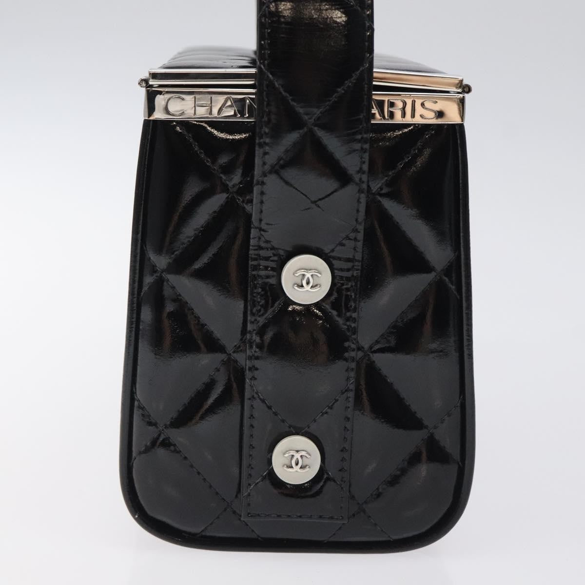 Chanel Vintage Metal Box Bag Quilted patent, Black, Patent Leather, Handbag