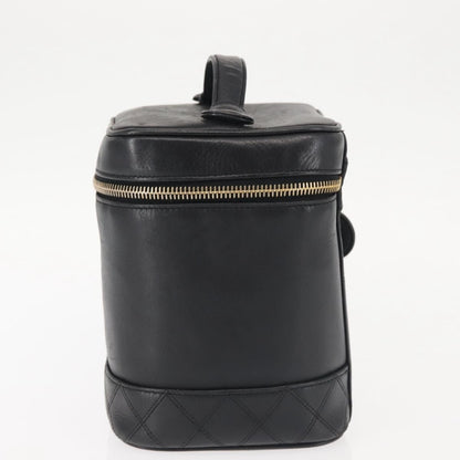 Chanel Vanity pouch Leather, BLACK, LEATHER, Toiletry Case