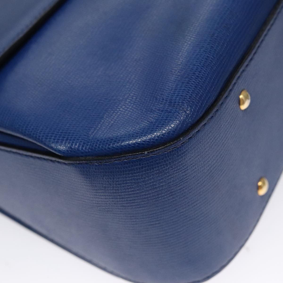 Celine Vintage turn lock shoulder bag Leather, BLUE, LEATHER, Handbag