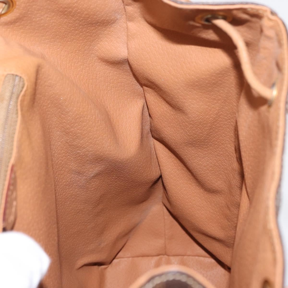 Celine Vintage Macadam Backpack Canvas and Leather, BROWN, CANVAS, Backpack