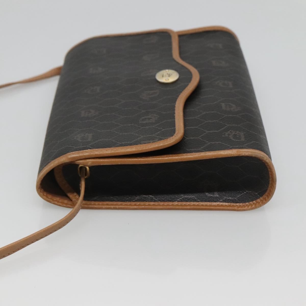 Christian Dior Vintage Honeycomb Flap Crossbody Bag Coated Canvas, BLACK, CANVAS, Shoulder bag