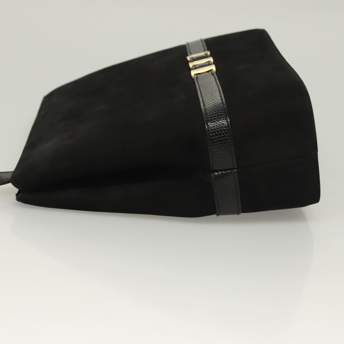 Salvatore Ferragamo Vala Shoulder Bag Suede, BLACK, SUEDE, Shoulder bag