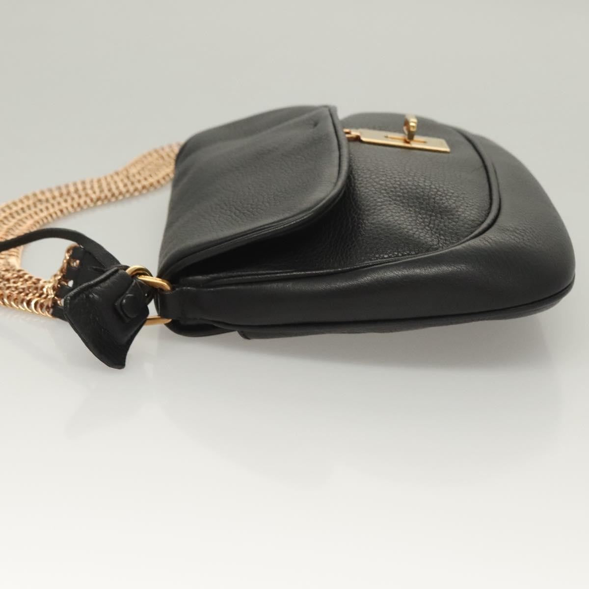 Prada Vintage Chain Flap Shoulder Bag Leather, BLACK, LEATHER, Shoulder bag