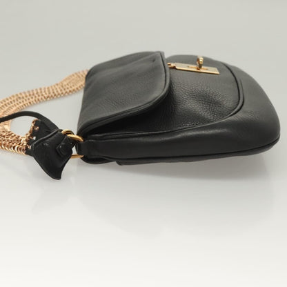 Prada Vintage Chain Flap Shoulder Bag Leather, BLACK, LEATHER, Shoulder bag
