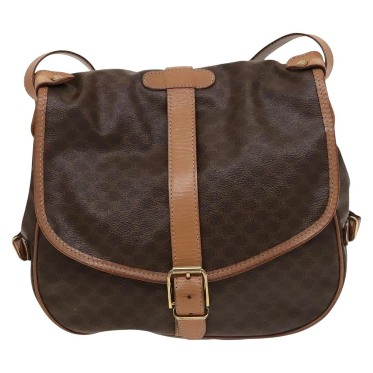 Celine Macadam Shoulder Bag PVC Leather, Brown, PVC + Canvas, Crossbody Bag